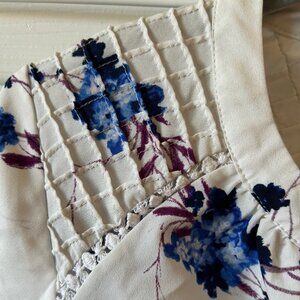 Daniel Rainn White and Blue Floral Blouse